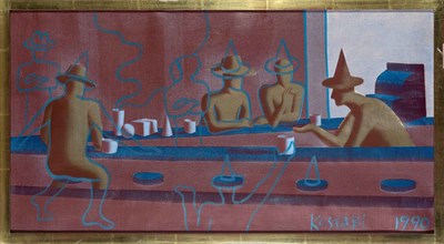 Lot 62 - Mark Kostabi American, b. 1960 Blue Line Cafe,...