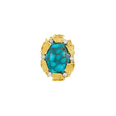 Lot 122 - Gold, Platinum, Chrysocolla and Diamond Ring, George Weil