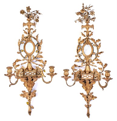 Lot 278 - Pair of George III Style Giltwood Two-Light...