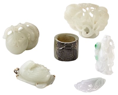 Lot 86 - Group of Five Chinese Jade Items 19th/20th...
