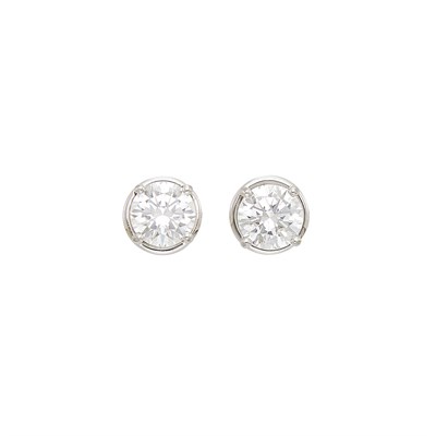 Lot 227 - Pair of Platinum and Diamond Stud Earrings, by Valentin Magro