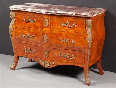 Lot 320 - Régence Style Gilt-Metal Mounted Bombé Commode...