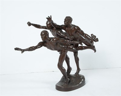 Lot 148 - Patinated Bronze Group of Three Male Runners...