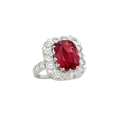 Lot 229 - Platinum, Pink Tourmaline and Diamond Ring