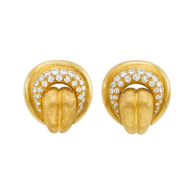 Lot 115 - Pair of Gold and Diamond Earclips