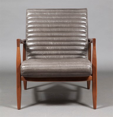 Lot 378 - Pair of Danish Modern Style Leather...