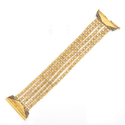 Lot 1444 - Multistrand Gold Bracelet with Enamel Clasp