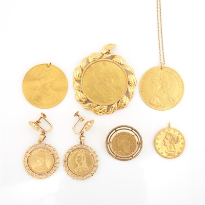 Lot 1550 - Group of Gold and Coin Jewelry