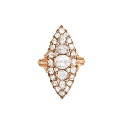 Lot 149 - Antique Low Karat Gold and Diamond Ring