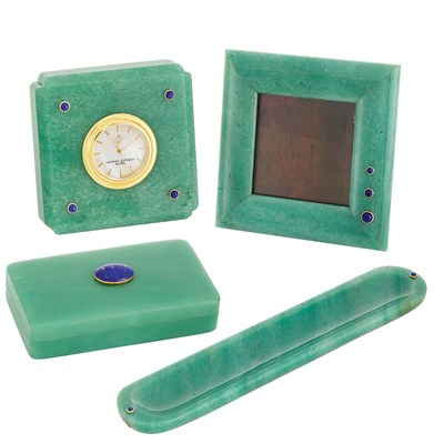 Lot 107 - Aventurine Quartz, Gold and Lapis Desk Set, Seaman Schepps