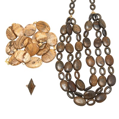 Lot 105 - Two Hardstone Bead Necklaces and Ring