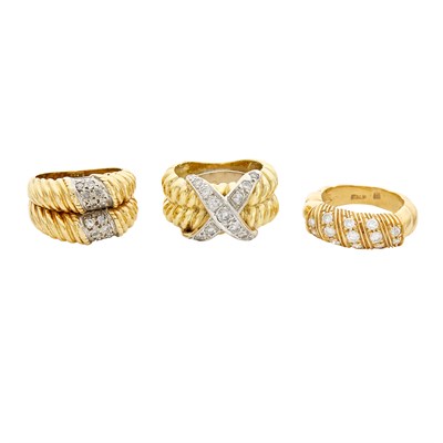 Lot 342 - Three Gold and Diamond Rings