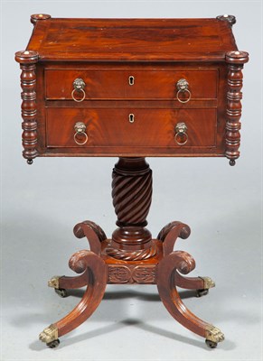 Lot 455 - Federal Mahogany Work Table The case with...