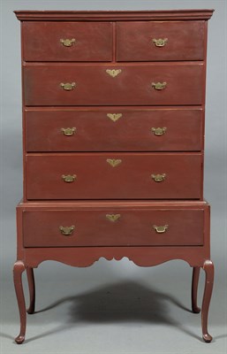 Lot 448 - Queen Anne Painted High Chest The straight...