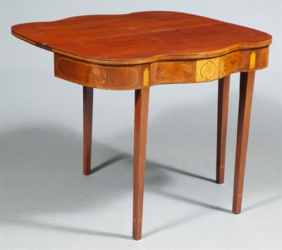 Lot 259 - Federal Inlaid Mahogany Serpentine Card Table...