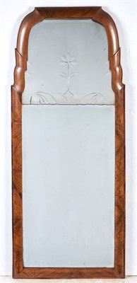 Lot 376 - Queen Anne Walnut Mirror The two-section plate...