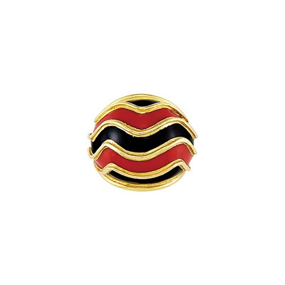 Lot 364 - Gold, Black and Red Enamel Dome Ring