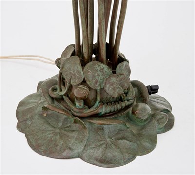 Lot 246 - Tiffany Studio Green Patinated Bronze and Hand-...