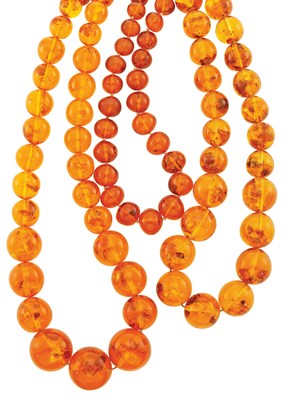 Lot 405 - Three Amber Bead Necklaces