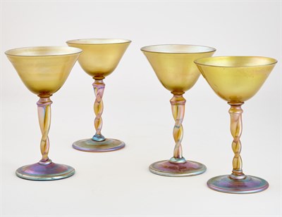 Lot 232 - Set of Eight Tiffany Hand-Blown Gold Favrile...