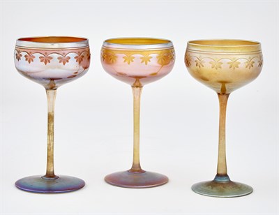 Lot 233 - Set of Six Tiffany Hand-Blown Gold Favrile...