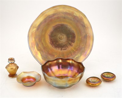Lot 390 - Group of Three Tiffany Studios Hand-Blown Gold...