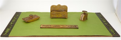 Lot 397 - Group of Tiffany Studios Etched Metal Desk...