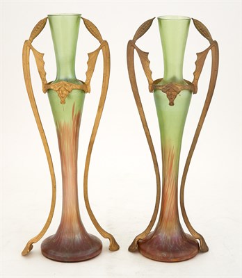 Lot 404 - Pair of Bohemian Art Nouveau Gilt Metal...
