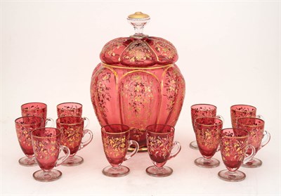 Lot 311 - Bohemian Gilt-Decorated Glass Punch Set...