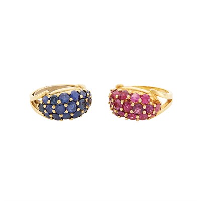 Lot 291 - Two Gold, Sapphire and Ruby Rings