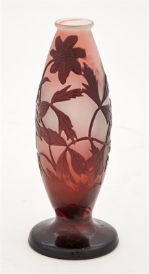 Lot 458 - Gallé Acid-Etched Floral Decorated Cameo Glass...