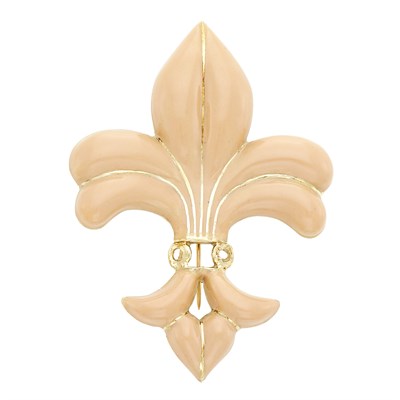 Lot 103 - Gold and Tan Enamel Fleur-de-Lys Brooch