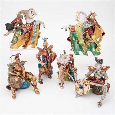 Lot 179 - Set of Six Italian Glazed Earthenware Figures...