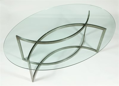 Lot 364 - Paul Legeard Chromed Steel and Glass Dining...