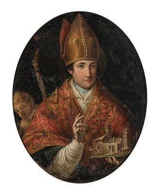 Lot 62 - Italian School 18th Century Saint Ambrose Oil...