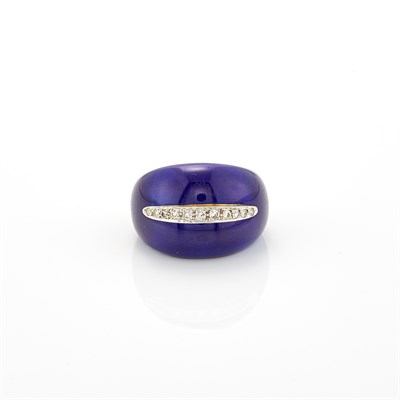 Lot 1312 - Two-Color Gold, Blue Enamel and Diamond Ring, Ugo Bellini