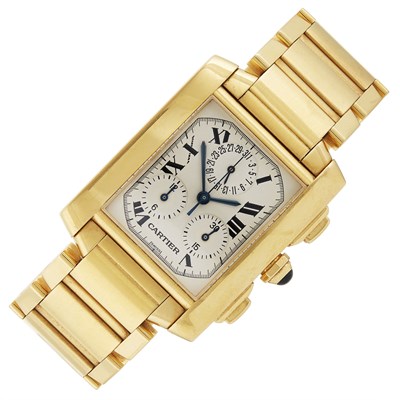 Lot 452 - Gentleman's Gold 'Tank Francaise' Chrono Wristwatch, Cartier, Ref. 1830