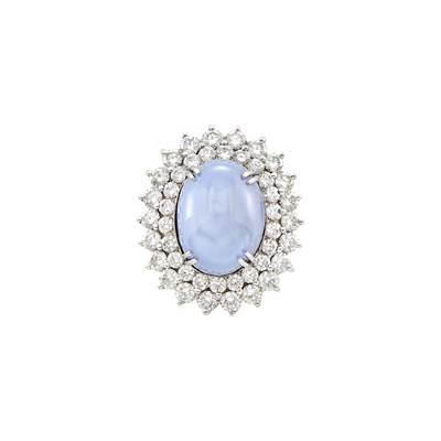 Lot 156 - White Gold, Star Sapphire and Diamond Ring