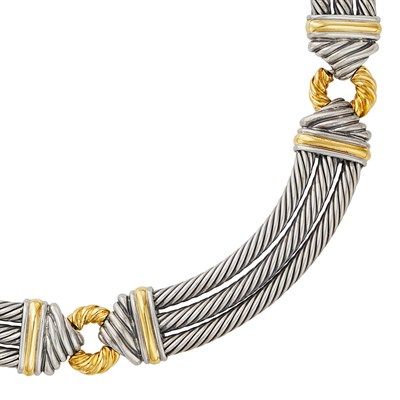 Lot 389 - Sterling Silver and Gold Necklace, David Yurman