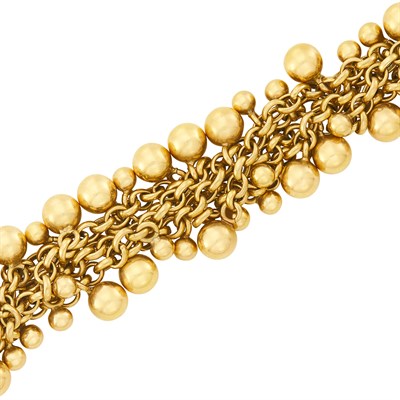 Lot 80 - Four Strand Gold Ball Fringe Torsade Bracelet