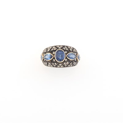 Lot 1560 - Gold, Silver, Sapphire and Diamond Ring