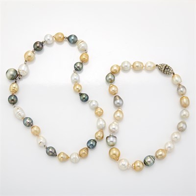 Lot 1463 - Multicolored Baroque Cultured Pearl Necklace and Necklace with Costume Clasp