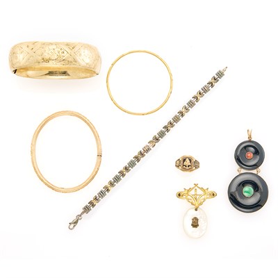 Lot 152 - Group of Gold, Low Karat Gold, Gold-Filled and Silver Jewelry