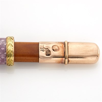 Lot 173 - Fabergé Two-Color Gold and Guilloché Enamel...