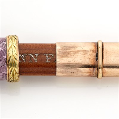 Lot 173 - Fabergé Two-Color Gold and Guilloché Enamel...