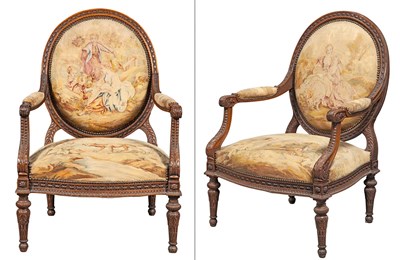 Lot 207 - Pair of Louis XVI Style Walnut and...