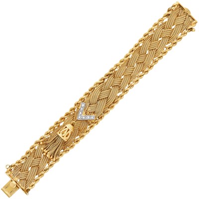 Lot 1004 - Gold Braided Bracelet-Watch