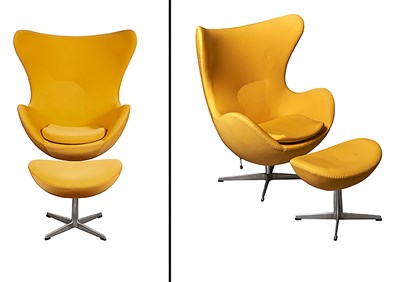 Lot 239 - Pair of Arne Jacobsen Upholstered Egg Chairs...