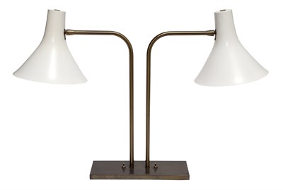 Lot 12 - Mid-Century Modern Brass and White Enamel...