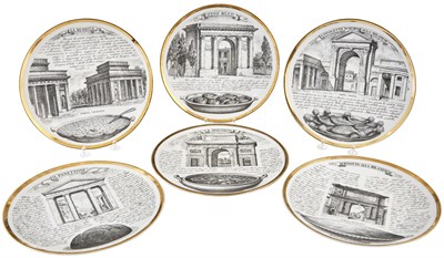 Lot 14 - Set of Six Piero Fornasetti Porcelain Plates...